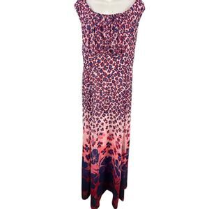 DB Established 1962 Dressbarn Women Floral Pink Sleeveless Chiffon Maxi Dress 18